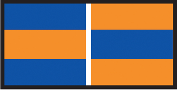 FIGURE 16 The warm orange against blue appears to come forward whereas the cool blue against orange appears to recede.