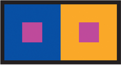 FIGURE 21 The magenta square against orange appears slightly bluer (the complement of orange).