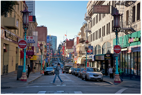 FIGURE 4 Parallel lines in the buildings converge toward a point in the distance.