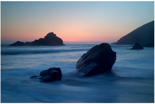 FIGURE 17 A shot after sunset of the twilight arch. Also note how the slow exposure used to capture this light caused the water to become silky.