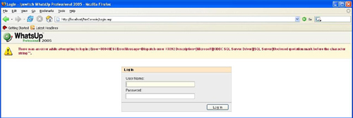 Ipswitch Whatsup Professional (SP1) error message