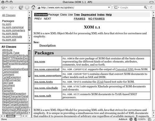 Javadoc frame layout