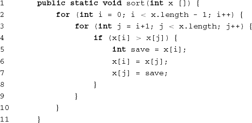 A simple sorting routine