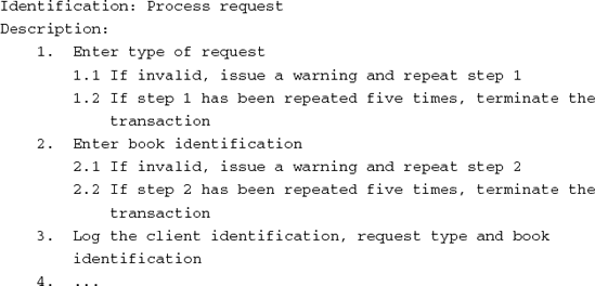 Example minispec for 'process request'