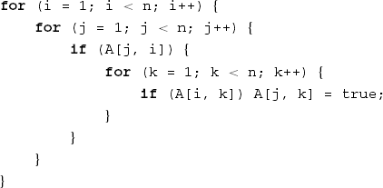 Warshall's algorithm to compute the transitive closure of a graph