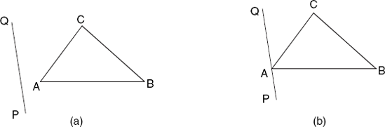 Test 5: triangle ABC on one side of PQ