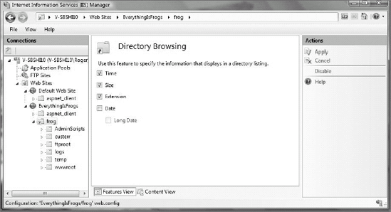 Modifying Directory Browsing attributes