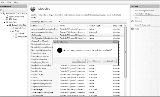 Enabling or disabling specific modules in IIS 7