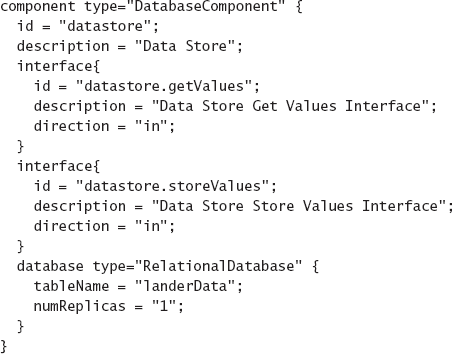 Extended Lunar Lander Data Store component in xADL.