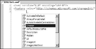 IntelliSense resulting after selecting of the namespace