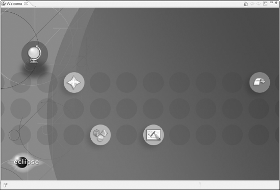 The Welcome view in Eclipse contains links to documentation, tutorials, and other valuable information for both new and experienced developers.