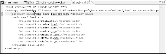 The code listing for the web.xml configuration file