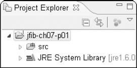 The newly created project appears in the Project Explorer view once the wizard is complete.