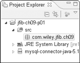 The newly created package appears in the src folder under the project in the Project Explorer view.