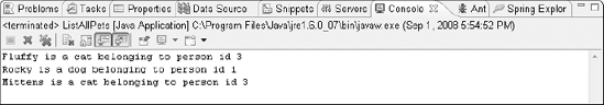 The output from running the application in Eclipse appears in the Console view.