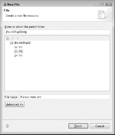 The New File dialog box