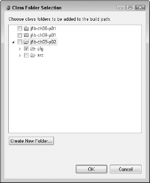 The Class Folder Selection dialog box
