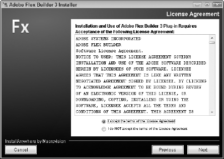 Accept the terms of the license agreement.