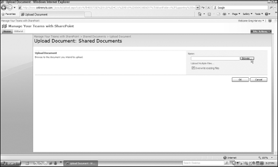 I'm uploading a single document to a folder in the Shared Documents library.