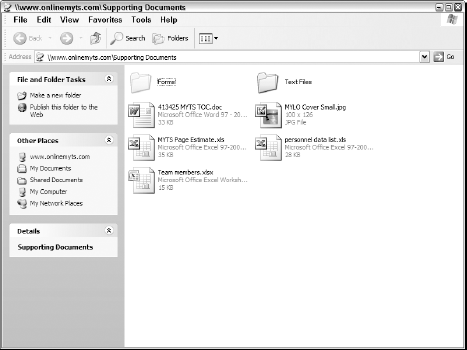 This Windows Explorer window is displaying the current contents of the Shared Documents library on my SharePoint site.