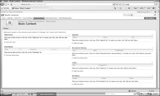 The default elements of a new Decision Making Workspace for deciding on content appropriate to the book's audience