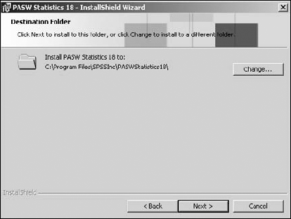 The directory into which SPSS will be installed.