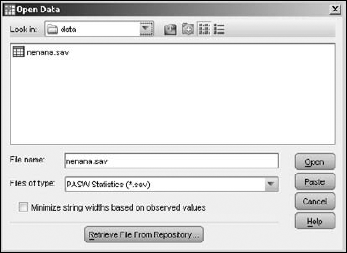 Loading an SPSS data file.