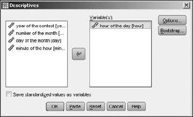 Selecting data and starting the analysis.