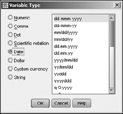 Selecting a date format also selects which items are included.