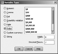 The different dollar formats mostly specify the number of digits to be included.