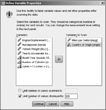 Selecting variables to check their properties.