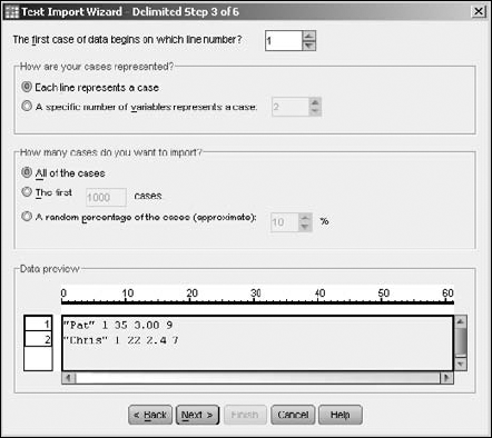 Specify where the data appears in the file.