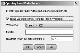 Select which data in the spreadsheet to include.