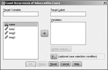 The initial value-counting window.