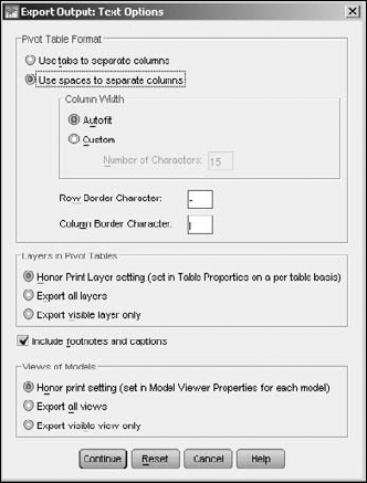 The options for creating a text file.