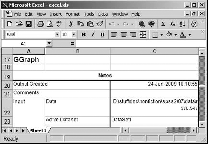 SPSS output as an Excel file.