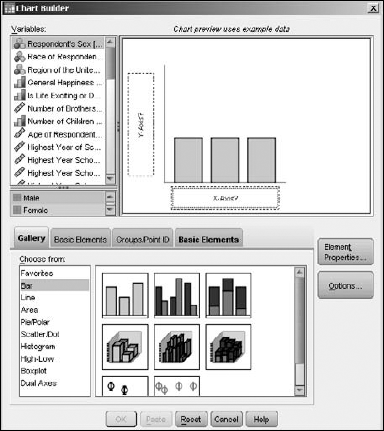 The appearance of the new bar chart is defined.