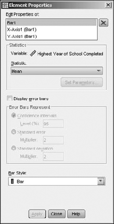 The options for an axis variable.