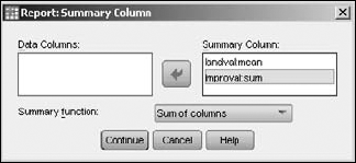 Select the fields to be summed to create the total.