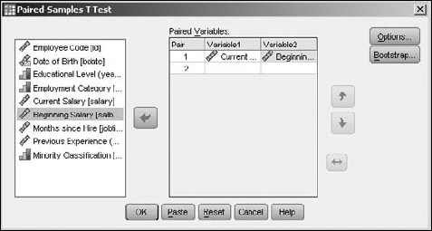 Selecting two variables causes them to appear on one line in the panel.