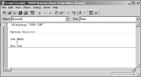 The skeleton start script provided by SPSS.