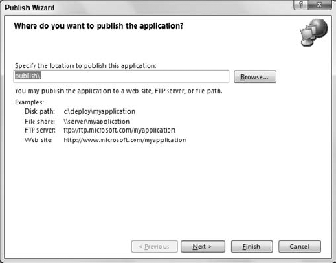 The Publish Wizard helps you deploy an application.