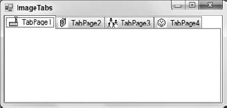 A TabControl displays the images stored in an ImageList component on its tabs