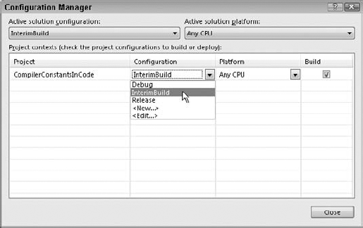 Use the Configuration Manager to select a Debug or Release build.