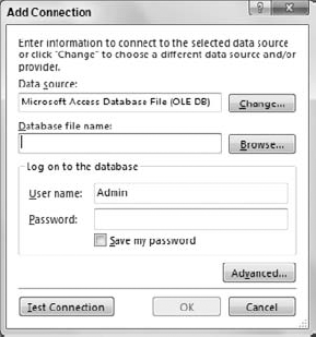 Use the Add Connection dialog box to create a data connection.