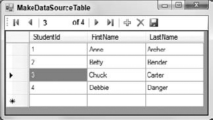 Drag and drop a table from the Data Sources window onto the form to create a simple DataGridView.