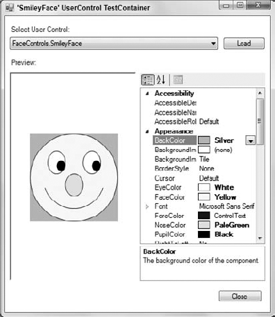 Visual Basic lets you preview controls in the UserControl Test Container.