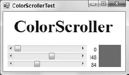 The ColorScroller control lets the user select a color interactively by dragging scroll bars.