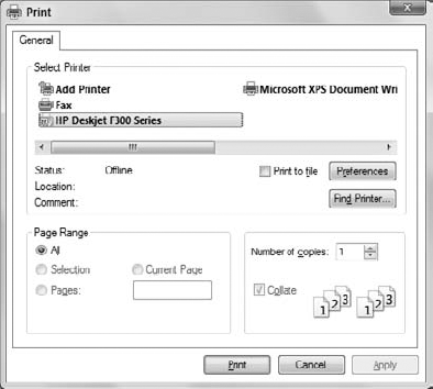 The PrintDialog control lets the user send a printout to a printer