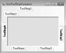 The ToolStripContainer control lets the user rearrange ToolStrip controls at runtime.